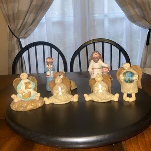 Honey and Me Inc Angel Figurine Set with Brown and Cream Accents